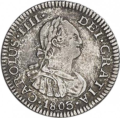 half Real Obverse Image minted in SPAIN in 1803PJ (1788-08  -  CARLOS IV)  - The Coin Database