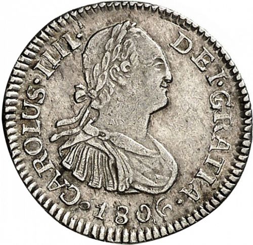 half Real Obverse Image minted in SPAIN in 1806M (1788-08  -  CARLOS IV)  - The Coin Database