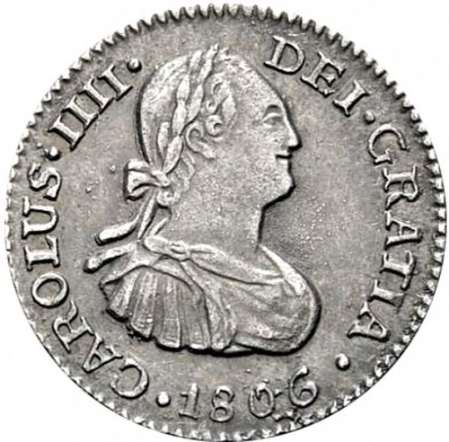 half Real Obverse Image minted in SPAIN in 1806TH (1788-08  -  CARLOS IV)  - The Coin Database