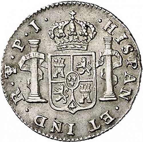 half Real Reverse Image minted in SPAIN in 1808PJ (1788-08  -  CARLOS IV)  - The Coin Database