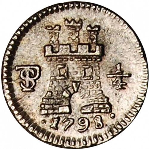 1/4 Real Obverse Image minted in SPAIN in 1798 (1788-08  -  CARLOS IV)  - The Coin Database