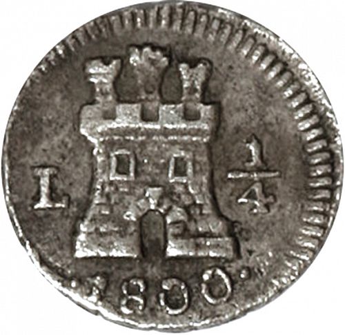 1/4 Real Obverse Image minted in SPAIN in 1800 (1788-08  -  CARLOS IV)  - The Coin Database