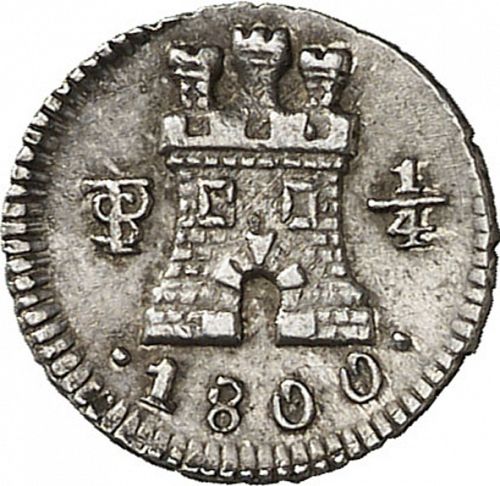 1/4 Real Obverse Image minted in SPAIN in 1800 (1788-08  -  CARLOS IV)  - The Coin Database