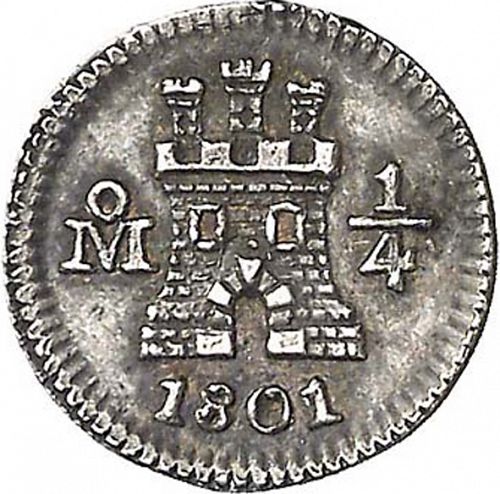 1/4 Real Obverse Image minted in SPAIN in 1801 (1788-08  -  CARLOS IV)  - The Coin Database