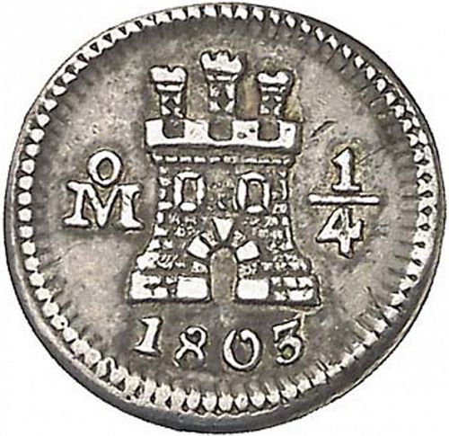 1/4 Real Obverse Image minted in SPAIN in 1803 (1788-08  -  CARLOS IV)  - The Coin Database