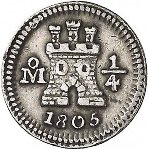 1/4 Real Obverse Image minted in SPAIN in 1805 (1788-08  -  CARLOS IV)  - The Coin Database