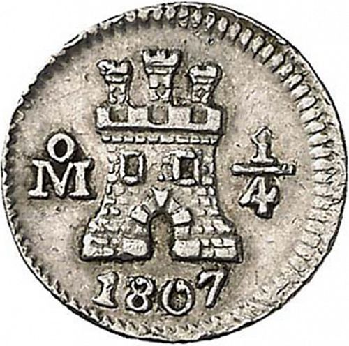 1/4 Real Obverse Image minted in SPAIN in 1807 (1788-08  -  CARLOS IV)  - The Coin Database