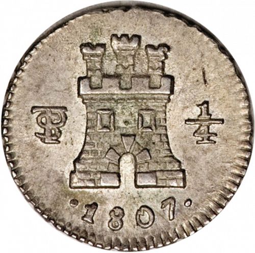 1/4 Real Obverse Image minted in SPAIN in 1807 (1788-08  -  CARLOS IV)  - The Coin Database
