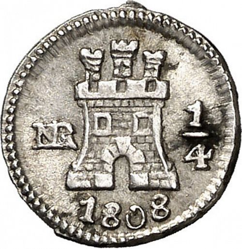 1/4 Real Obverse Image minted in SPAIN in 1808 (1788-08  -  CARLOS IV)  - The Coin Database