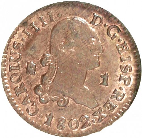 1 Maravedí Obverse Image minted in SPAIN in 1802 (1788-08  -  CARLOS IV)  - The Coin Database