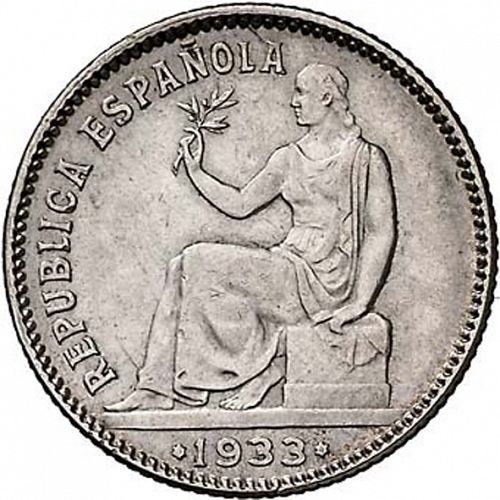 1 Peseta Obverse Image minted in SPAIN in 1933 / 34 (1931-39  -  2nd REPUBLIC)  - The Coin Database