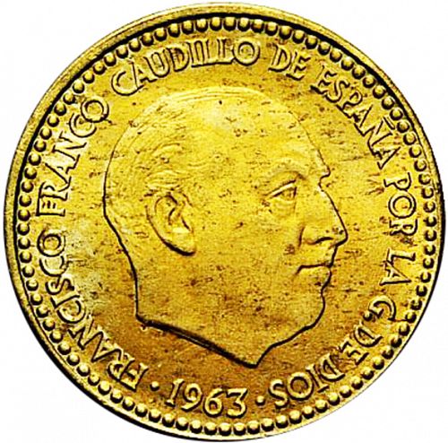 1 Peseta Obverse Image minted in SPAIN in 1963 / 67 (1936-75  -  NATIONALIST GOVERMENT)  - The Coin Database