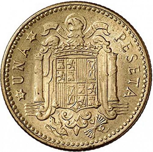 1 Peseta Reverse Image minted in SPAIN in 1953 / 54 (1936-75  -  NATIONALIST GOVERMENT)  - The Coin Database