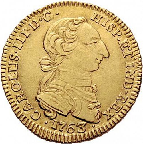 2 Escudos Obverse Image minted in SPAIN in 1763JV (1759-88  -  CARLOS III)  - The Coin Database
