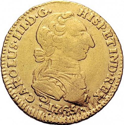 2 Escudos Obverse Image minted in SPAIN in 1765JV (1759-88  -  CARLOS III)  - The Coin Database