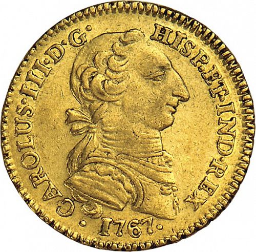 2 Escudos Obverse Image minted in SPAIN in 1767MF (1759-88  -  CARLOS III)  - The Coin Database