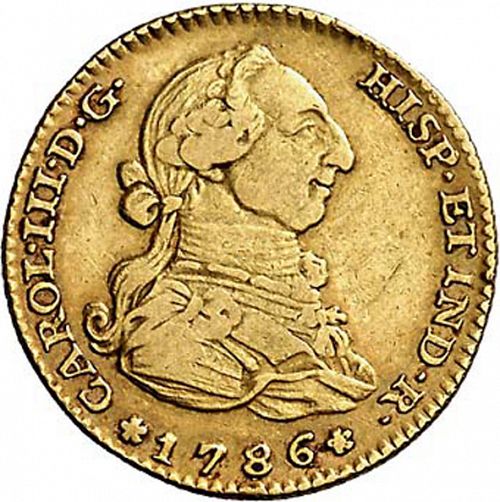 2 Escudos Obverse Image minted in SPAIN in 1786DV (1759-88  -  CARLOS III)  - The Coin Database