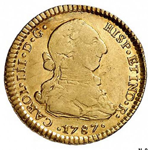 2 Escudos Obverse Image minted in SPAIN in 1787DA (1759-88  -  CARLOS III)  - The Coin Database