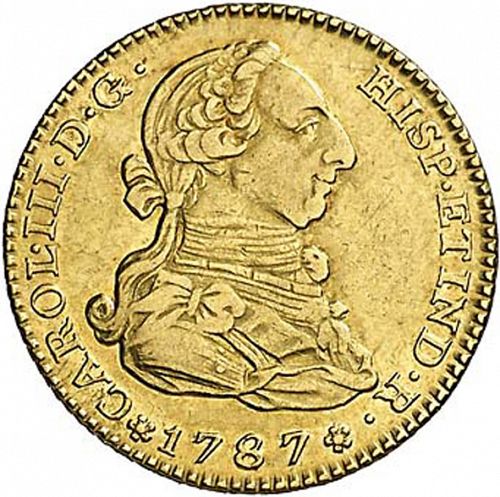 2 Escudos Obverse Image minted in SPAIN in 1787DV (1759-88  -  CARLOS III)  - The Coin Database