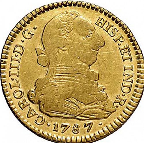 2 Escudos Obverse Image minted in SPAIN in 1787SF (1759-88  -  CARLOS III)  - The Coin Database