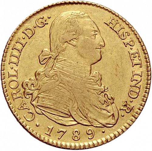 2 Escudos Obverse Image minted in SPAIN in 1789MF (1788-08  -  CARLOS IV)  - The Coin Database