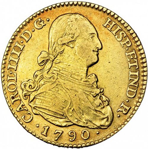 2 Escudos Obverse Image minted in SPAIN in 1790MF (1788-08  -  CARLOS IV)  - The Coin Database
