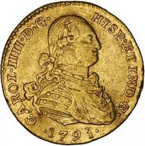 2 Escudos Obverse Image minted in SPAIN in 1791JJ (1788-08  -  CARLOS IV)  - The Coin Database