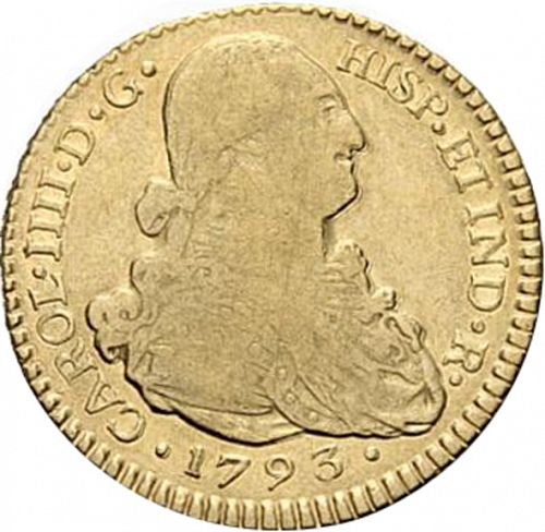 2 Escudos Obverse Image minted in SPAIN in 1793JF (1788-08  -  CARLOS IV)  - The Coin Database