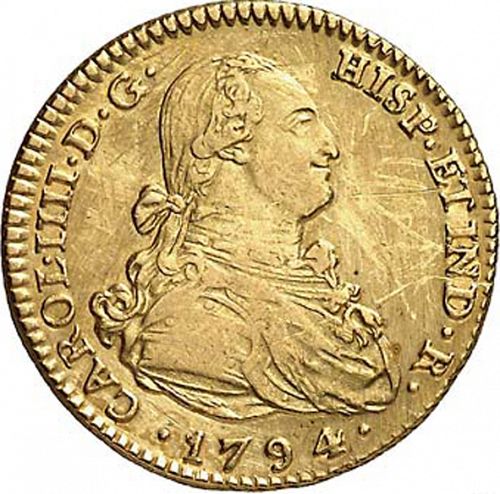 2 Escudos Obverse Image minted in SPAIN in 1794CN (1788-08  -  CARLOS IV)  - The Coin Database