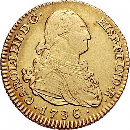 2 Escudos Obverse Image minted in SPAIN in 1796MF (1788-08  -  CARLOS IV)  - The Coin Database