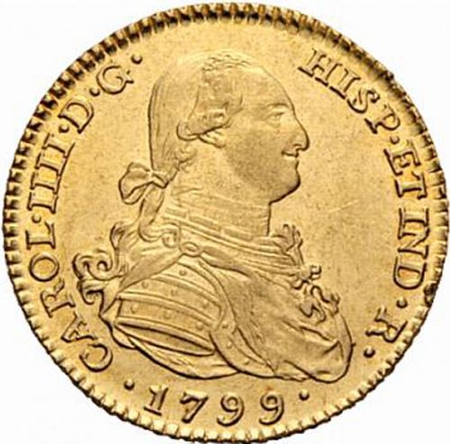 2 Escudos Obverse Image minted in SPAIN in 1799MF (1788-08  -  CARLOS IV)  - The Coin Database