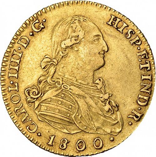 2 Escudos Obverse Image minted in SPAIN in 1800FA (1788-08  -  CARLOS IV)  - The Coin Database