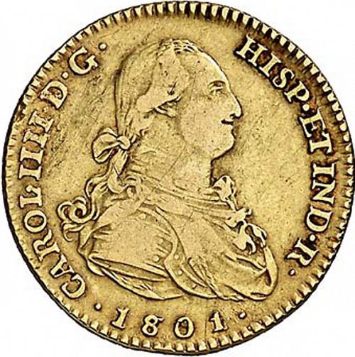 2 Escudos Obverse Image minted in SPAIN in 1801MF (1788-08  -  CARLOS IV)  - The Coin Database