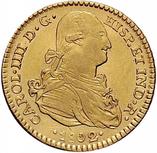 2 Escudos Obverse Image minted in SPAIN in 1802FT (1788-08  -  CARLOS IV)  - The Coin Database