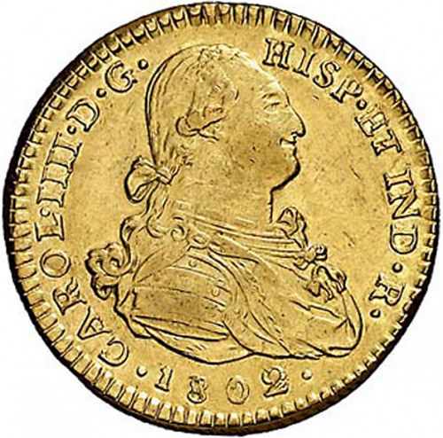 2 Escudos Obverse Image minted in SPAIN in 1802JF (1788-08  -  CARLOS IV)  - The Coin Database