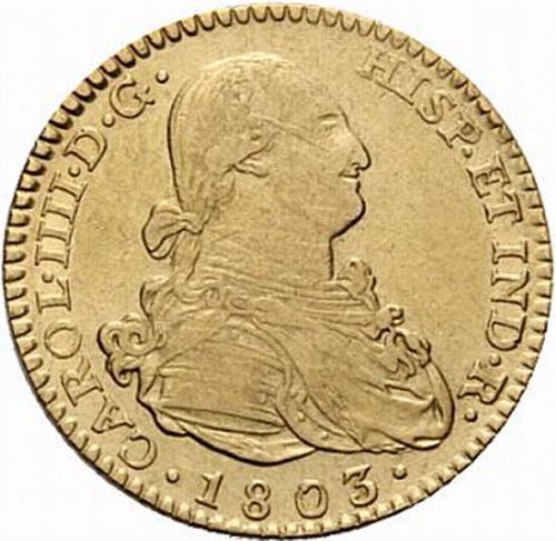 2 Escudos Obverse Image minted in SPAIN in 1803FA (1788-08  -  CARLOS IV)  - The Coin Database
