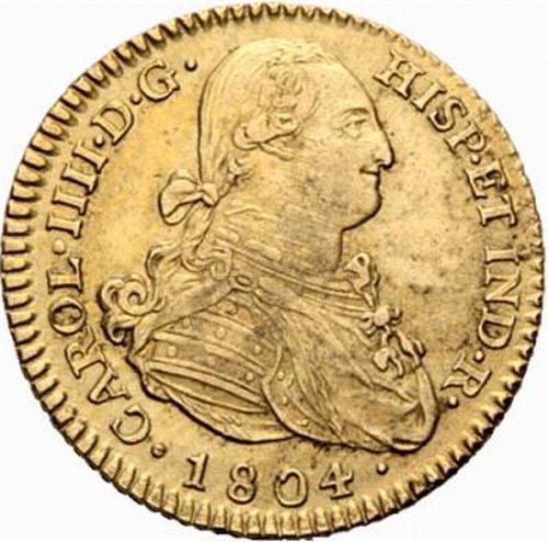 2 Escudos Obverse Image minted in SPAIN in 1804FA (1788-08  -  CARLOS IV)  - The Coin Database