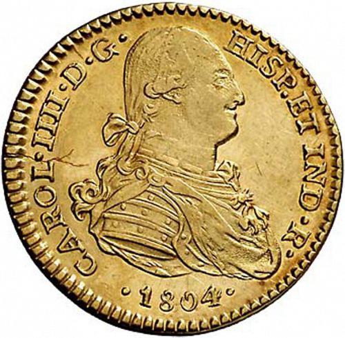 2 Escudos Obverse Image minted in SPAIN in 1804TH (1788-08  -  CARLOS IV)  - The Coin Database
