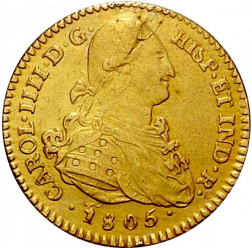 2 Escudos Obverse Image minted in SPAIN in 1805PJ (1788-08  -  CARLOS IV)  - The Coin Database