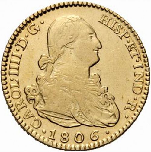 2 Escudos Obverse Image minted in SPAIN in 1806FA (1788-08  -  CARLOS IV)  - The Coin Database