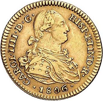 2 Escudos Obverse Image minted in SPAIN in 1806PJ (1788-08  -  CARLOS IV)  - The Coin Database