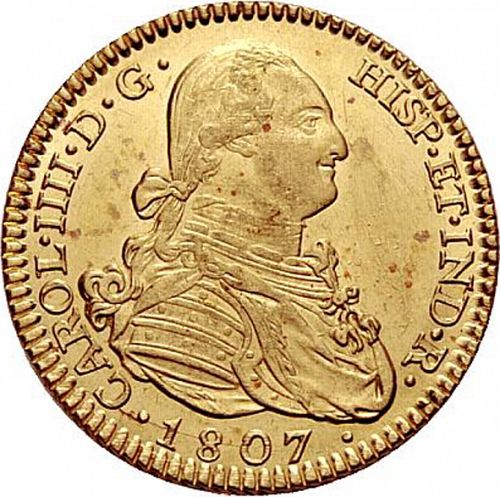 2 Escudos Obverse Image minted in SPAIN in 1807AI (1788-08  -  CARLOS IV)  - The Coin Database