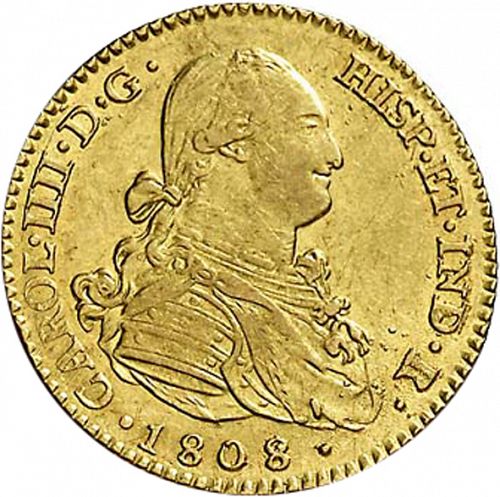 2 Escudos Obverse Image minted in SPAIN in 1808AI (1788-08  -  CARLOS IV)  - The Coin Database