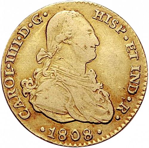 2 Escudos Obverse Image minted in SPAIN in 1808CN (1788-08  -  CARLOS IV)  - The Coin Database
