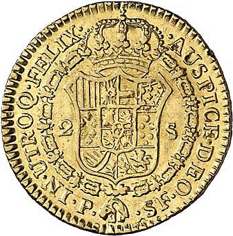 2 Escudos Reverse Image minted in SPAIN in 1789SF (1788-08  -  CARLOS IV)  - The Coin Database