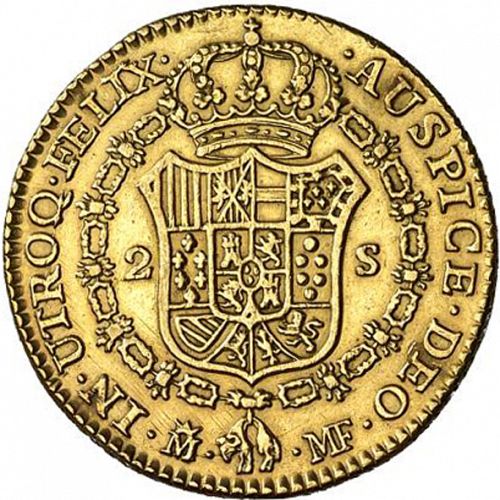2 Escudos Reverse Image minted in SPAIN in 1793MF (1788-08  -  CARLOS IV)  - The Coin Database