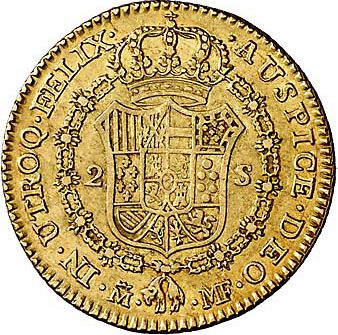 2 Escudos Reverse Image minted in SPAIN in 1794MF (1788-08  -  CARLOS IV)  - The Coin Database