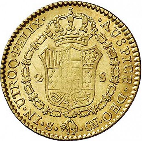 2 Escudos Reverse Image minted in SPAIN in 1800CN (1788-08  -  CARLOS IV)  - The Coin Database