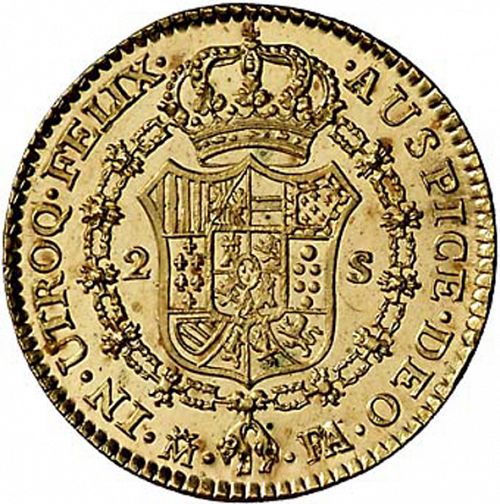2 Escudos Reverse Image minted in SPAIN in 1801FA (1788-08  -  CARLOS IV)  - The Coin Database