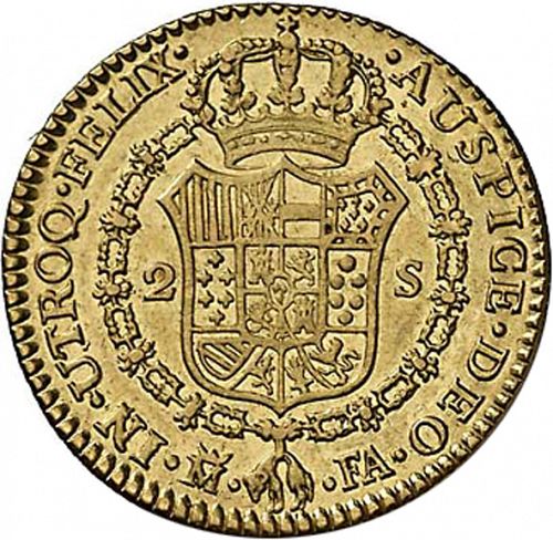 2 Escudos Reverse Image minted in SPAIN in 1807FA (1788-08  -  CARLOS IV)  - The Coin Database